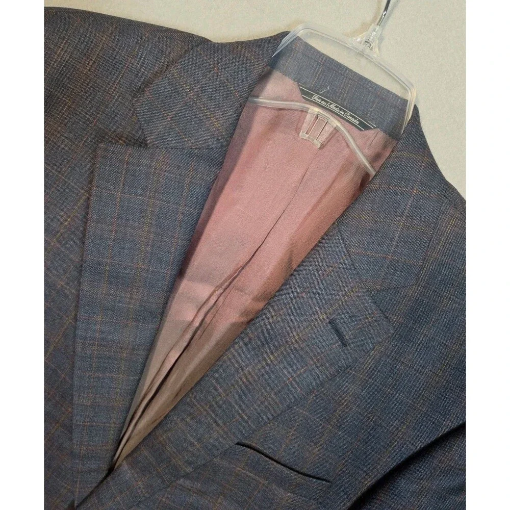 Jack Victor Exclusive Collection Blazer Mens 42L Wool Silk Windowpane Loretowood